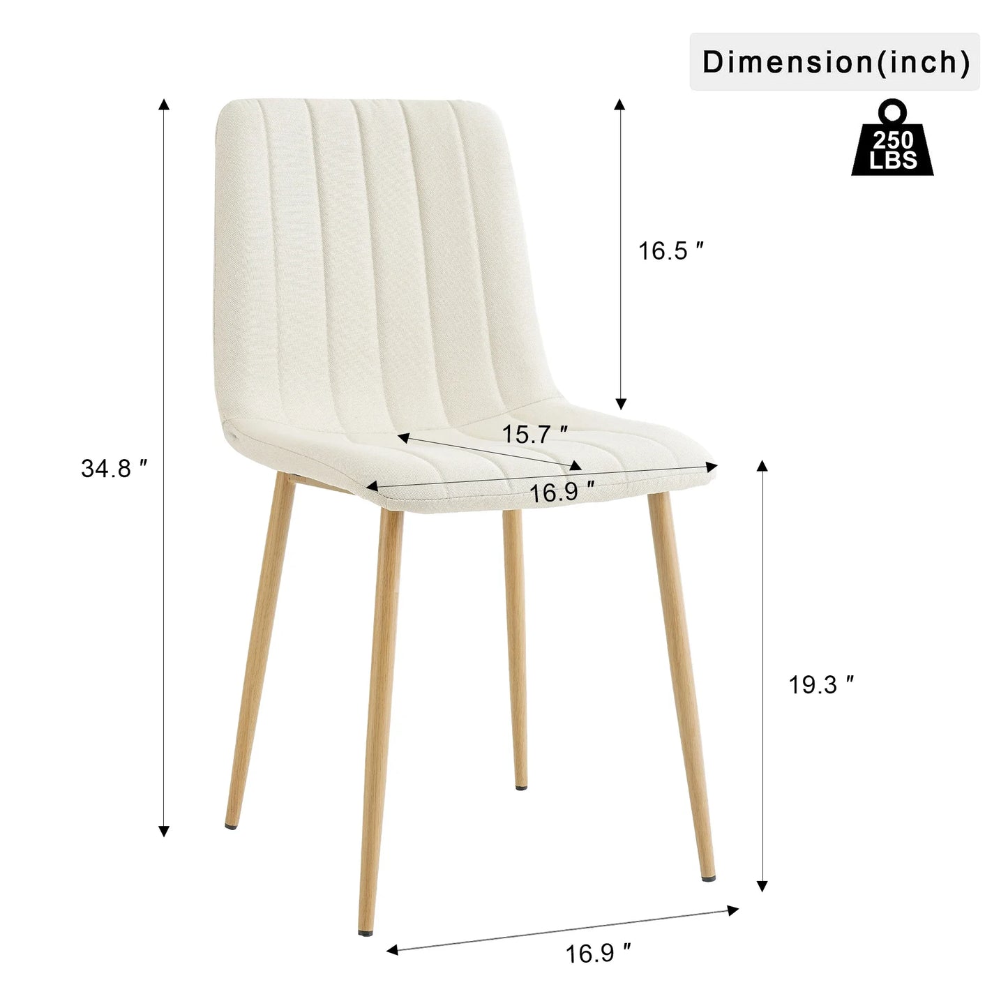 Modern beige cloth dining chair , Fabric Accent Upholstered Chairs Side Chair with wood-transfer Metal Legs for Home Furniture L