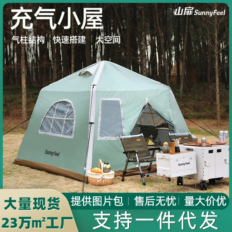 Inflatable Camping Campaign House Roof Waterproof Inflation Luxury Family Party Tent 4-5 People Quick Build 4-season Tent