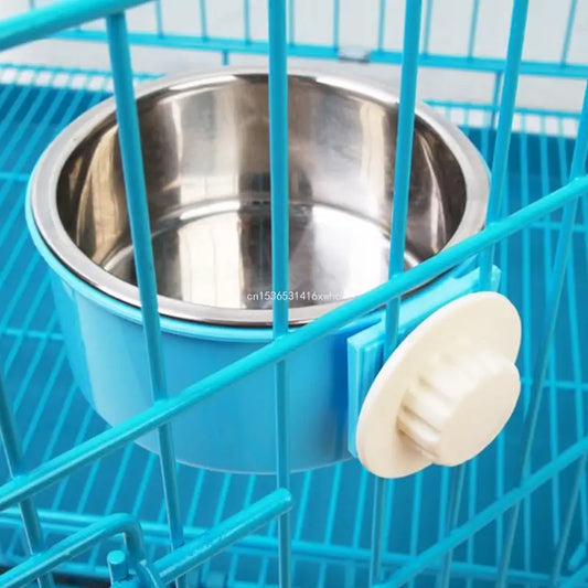 Dropship Dog Bowls Detachable Stainless Steel Cups Cats Crate Kennel Hanging Bowl Metal Food Water Feeder for Ferret Rabbit