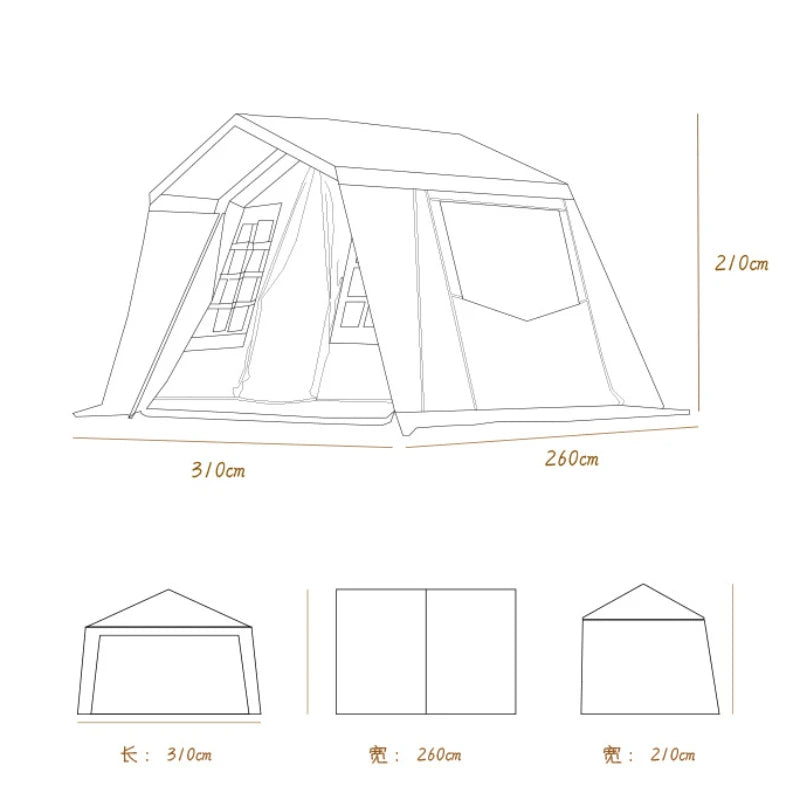 5-8 Person Windproof Rainproof Sunscreen Outdoor Campground Two-color Luxury Large Family Thickened Hiking Picnic Travel Tent