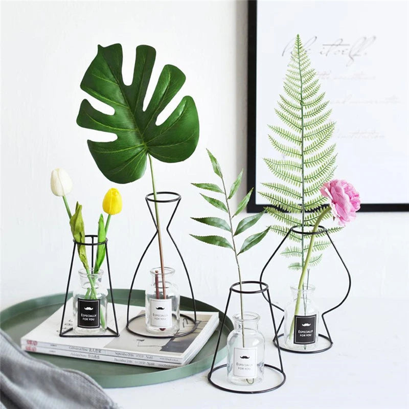 Retro Iron Line Table Flowers Vases Nordic Decoration Home Metal Plant Holder Nordic Styles Flower Vase Home Decor Dropshipping