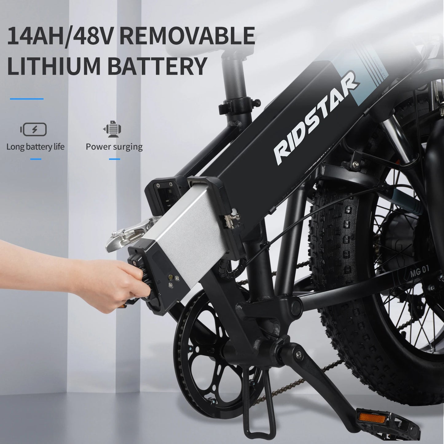 H20 Electric Bike for Adults 1000W Mountain Bike with 48V 14AH Removable Battery Fat Tire Foldable Electric Bicycle Shimano 7