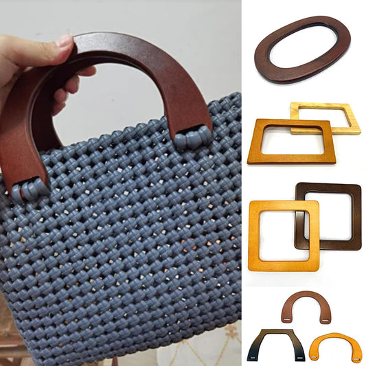 Square D-Shaped Wooden Bag Handle Ring Replacement Handbag Tote Handles Wood Purse Bag Straps Women'S Clutch Bags Accessories