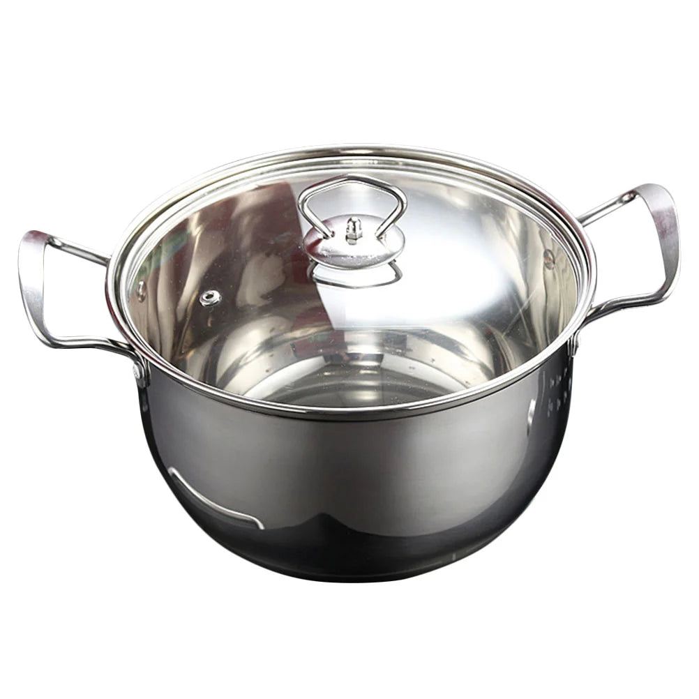 Stainless Steel Soup Pot Milk Pan Kitchen Supplies Stock Single Handle Saucepan Cooking Stockpot Lid