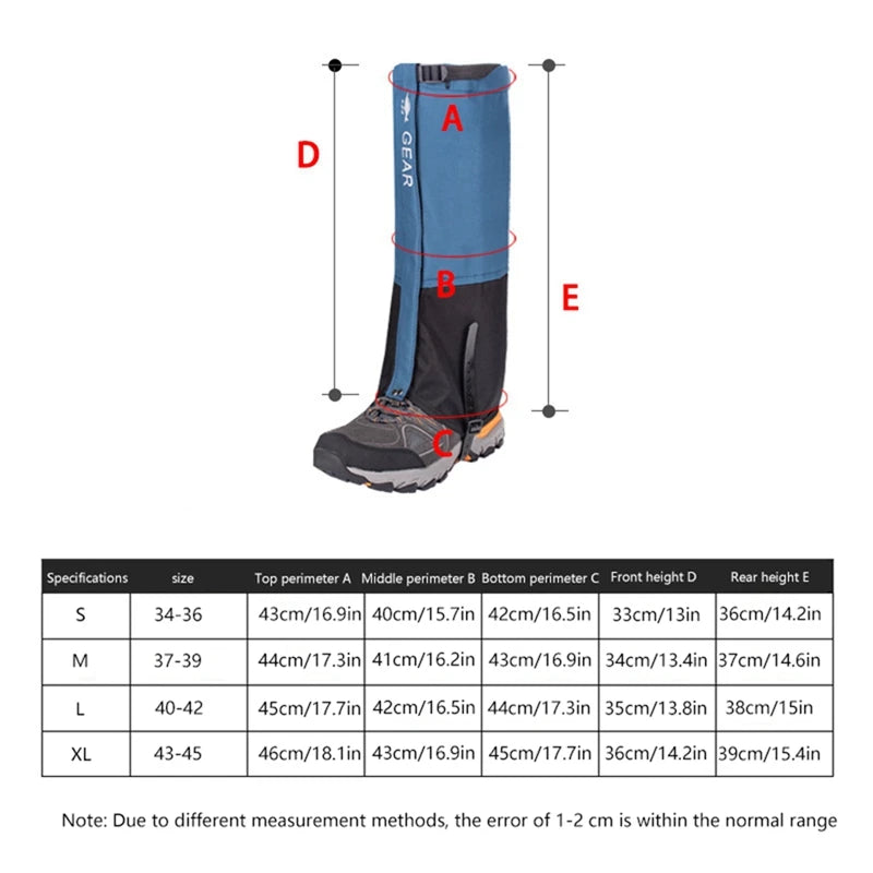 Snow Leg Gaiters Warmer Waterproof Hiking Shoes Tourist Legging Outdoor Camping Trekking Skiing Hunting Kids Shoe Cover