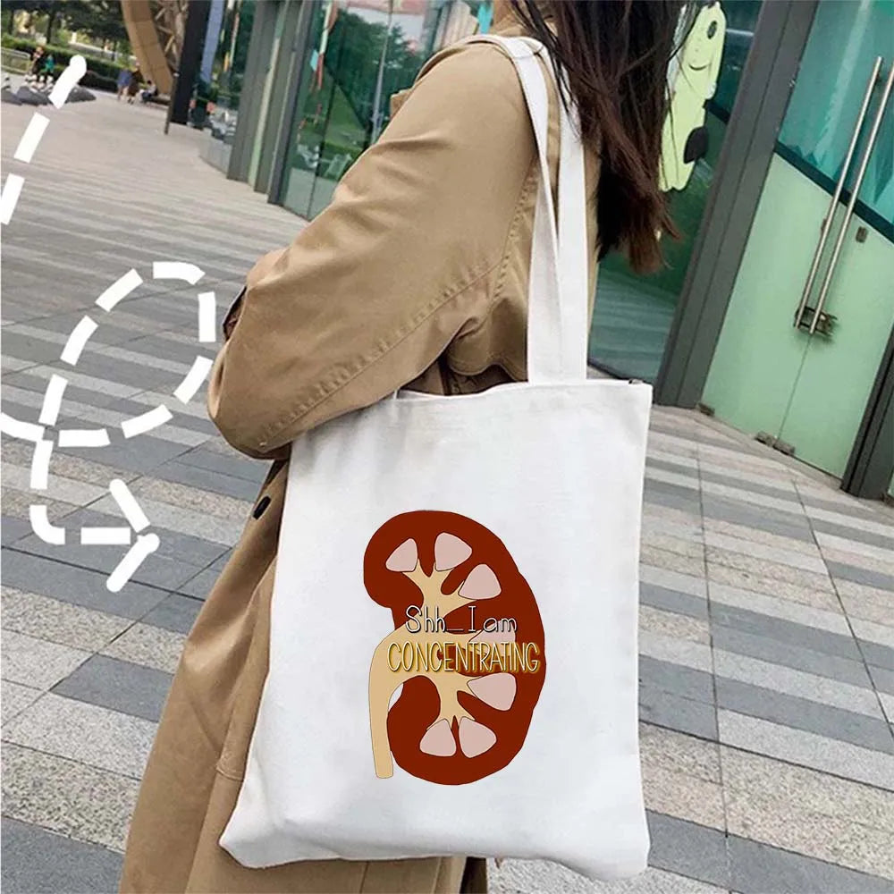 Doctor Nurse Medical Cross Medicine Health Heart Brain Flower Stethoscope Men Women Shoulder Canvas Totes Bags Shopping Handbags