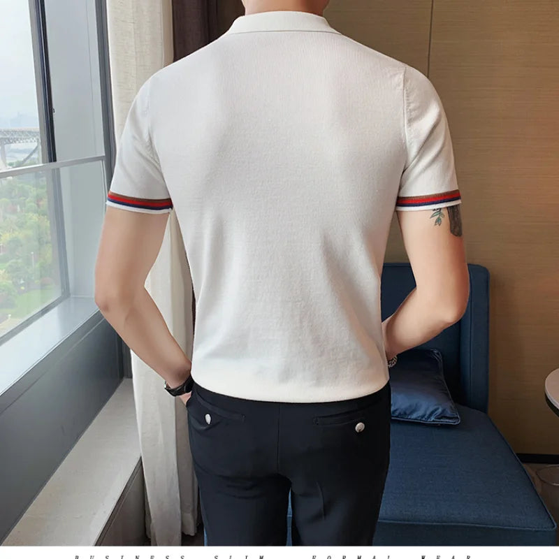 2023 Men Solid Color Polo Shirts Summer Men Clothing Lapel Neck Shirt British Fashion Pure Cotton POLO Shirts Tops 4 Color S-3XL