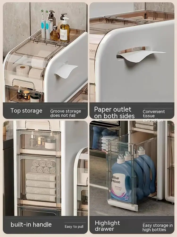 Bathroom Storage Cabine Narrow Tall Cabinet Storage Waterproof Coner Shelf Waterproof Toilet Paper Storage Bathroom Organizer