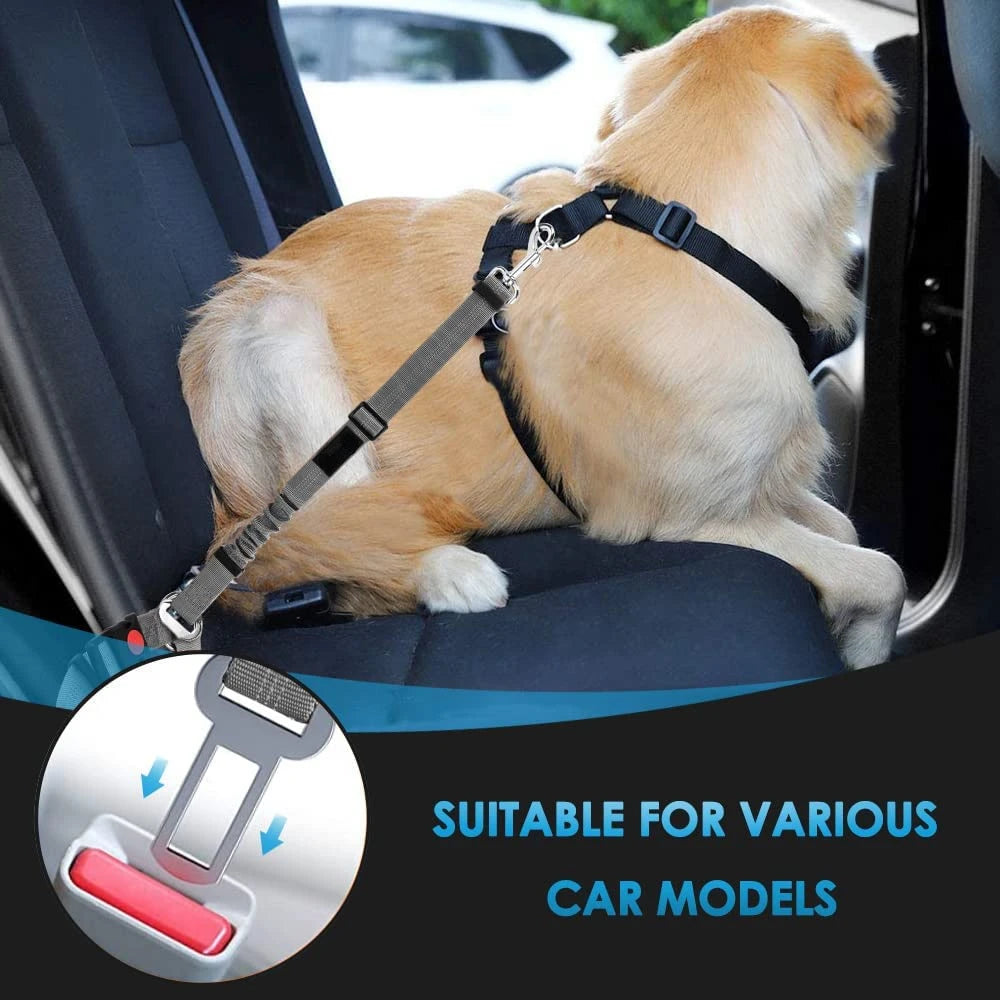 Dog Car Seat Belt Headrest Restraint Adjustable with Elastic Bungee Buffer Durable Headrest Pet Seat Belt Dog Car Safety Harness