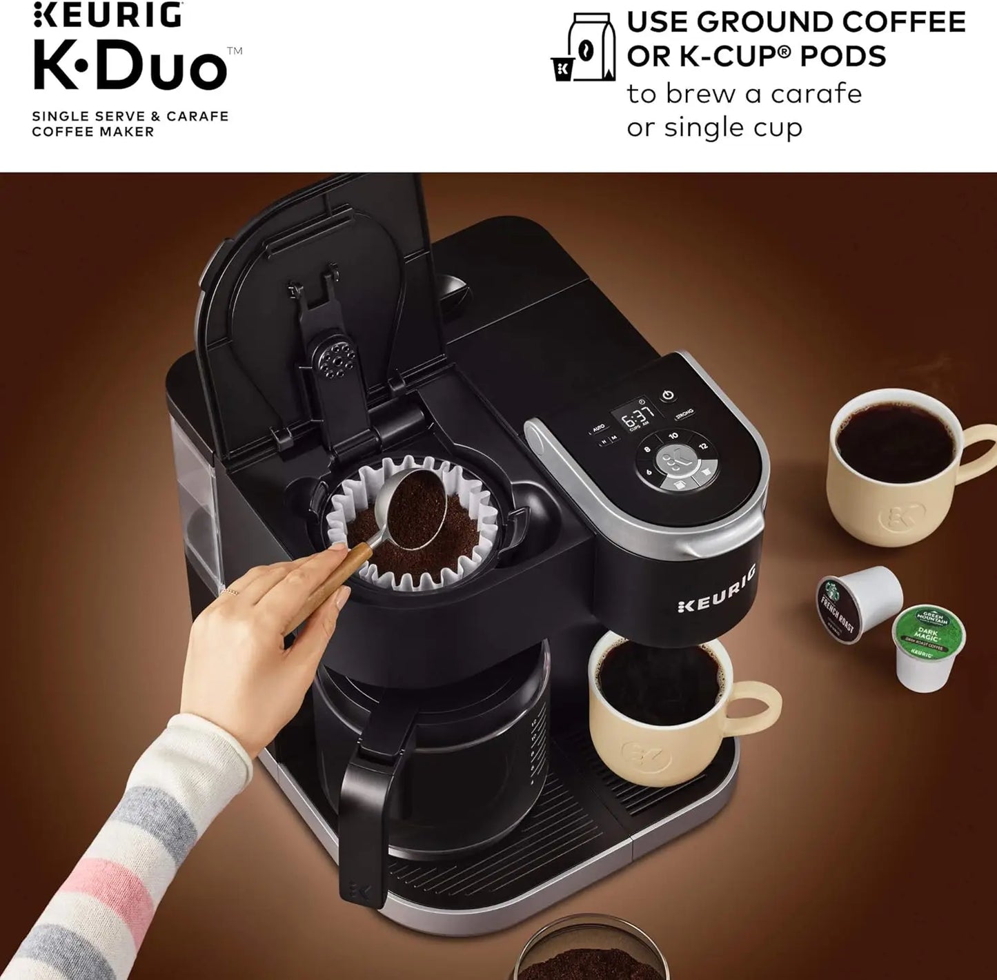 K-Duo Single Serve K-Cup Pod & Carafe Coffee Maker, Black