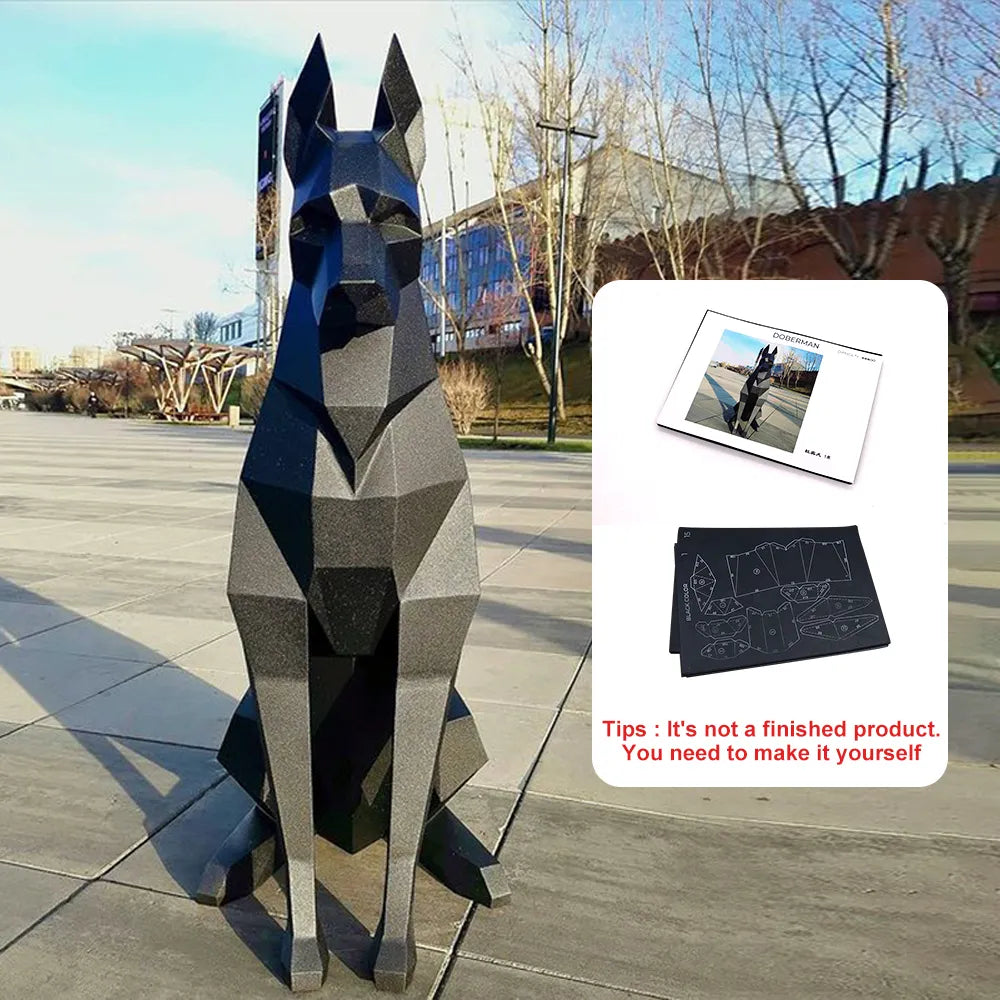 68/100cm Doberman 3D Animal Sculpture Paper Model DIY Handmade Papercraft Figurines Bedroom Living Decoration Room Decor