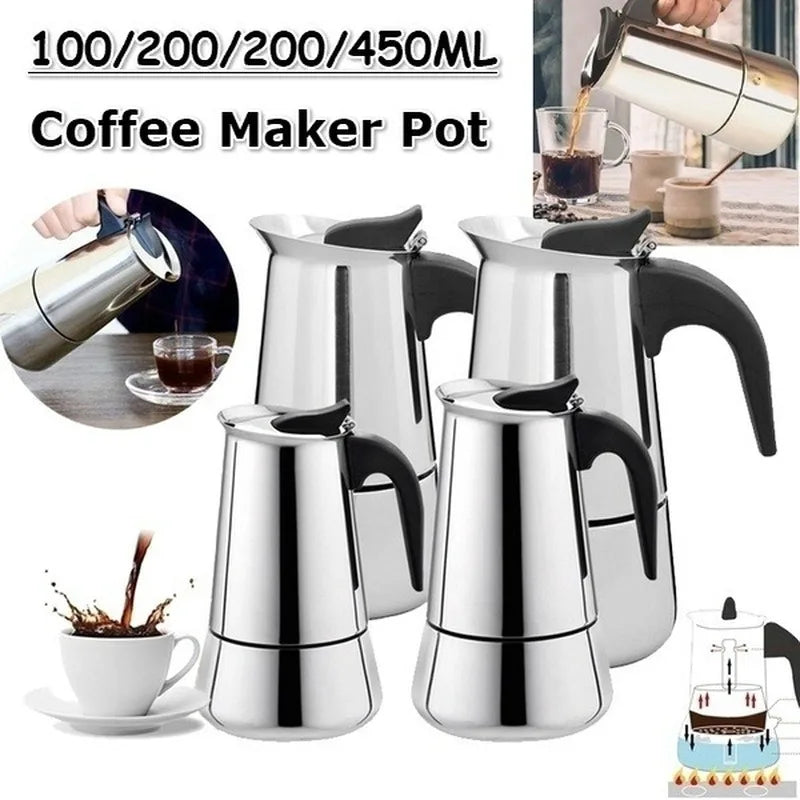 Portable Coffee Makers Italian Top Mocha Espresso Cafeteira Percolator 100/200/300/450 ML Stovetop Coffee Pot