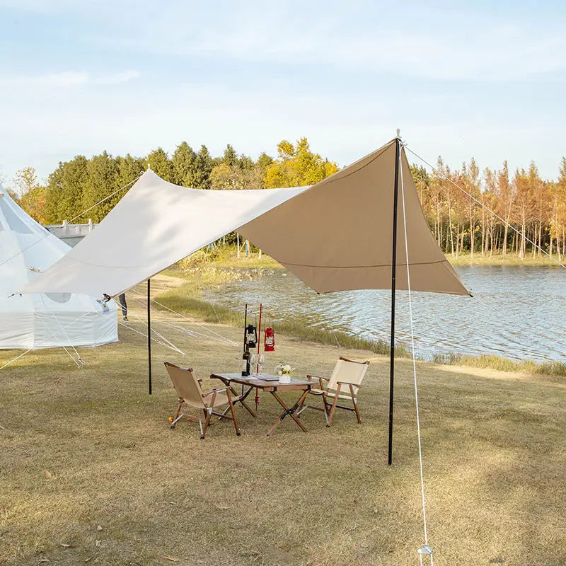 Luxury Outdoor Retractable Large Portable Folding Awning Cotton Canvas Sun Shelter Tent Camping Barbecue Sunshade Rainproof