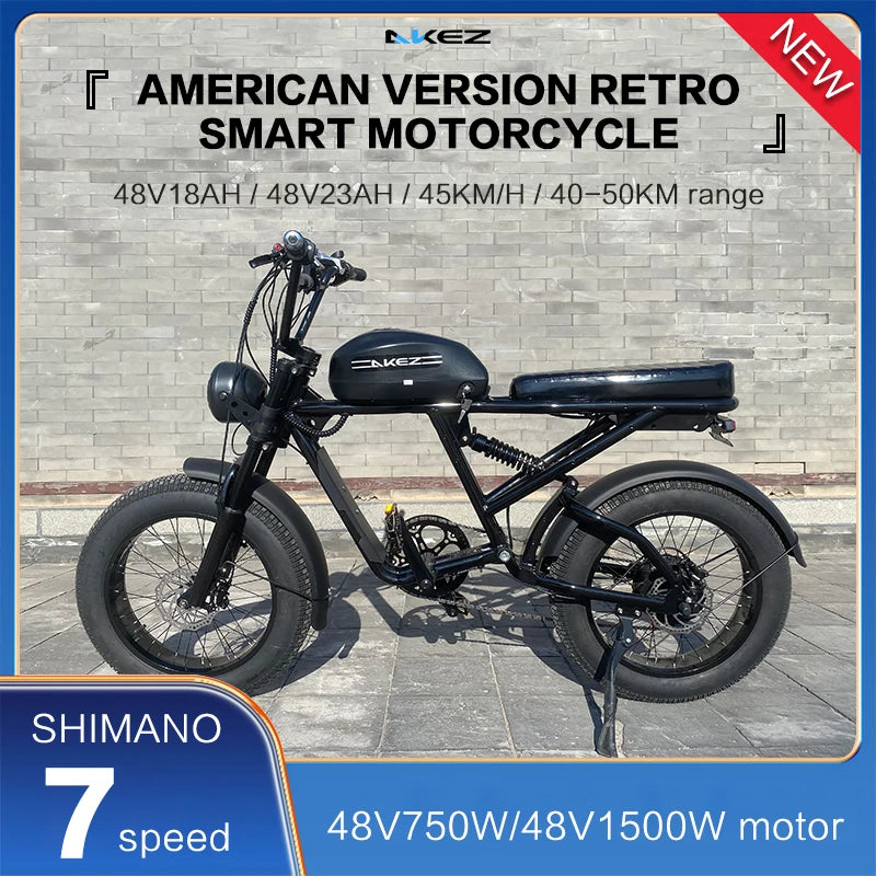 Electric Bicycle 20 Inch 750W/1500W 18/23AH 45Km/h Vintage Off-road Electric BIKE Maximum Load 150kg  E-BIKE