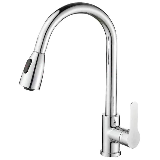 Deck Mounted Pull Out Kitchen Faucets Single Hole Spout Sink Mixer Tap Stream Sprayer Head