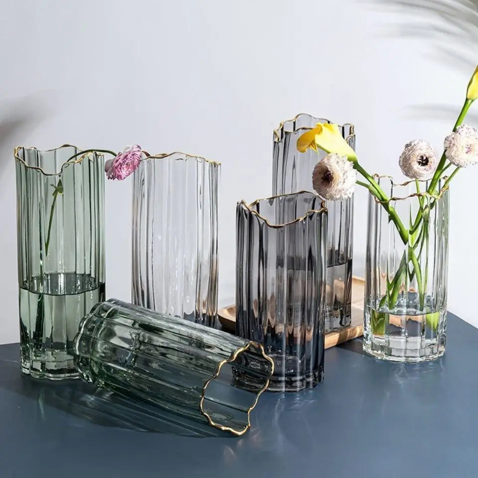 Modern Glass Vase Transparent Flower Vase Living Room Home Decoration Tabletop Vases Terrarium Decor Vase Minimalist Gifts