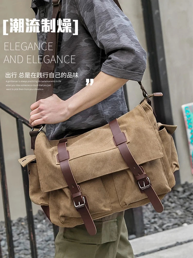 Shoulder bag Canvas Outdoor Men's bag Crossbody Bag Multifunction Retro Handbags Canvas Shoulder Messenger Bags Leisure Package