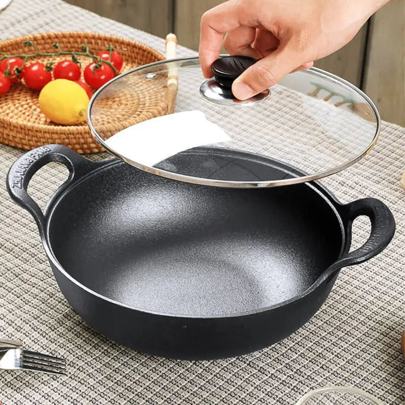 Cast Iron Pot Uncoated And Non Stick wok Casserole kitchen cooking pot cast iron skillet Cookware wok pan fry pan