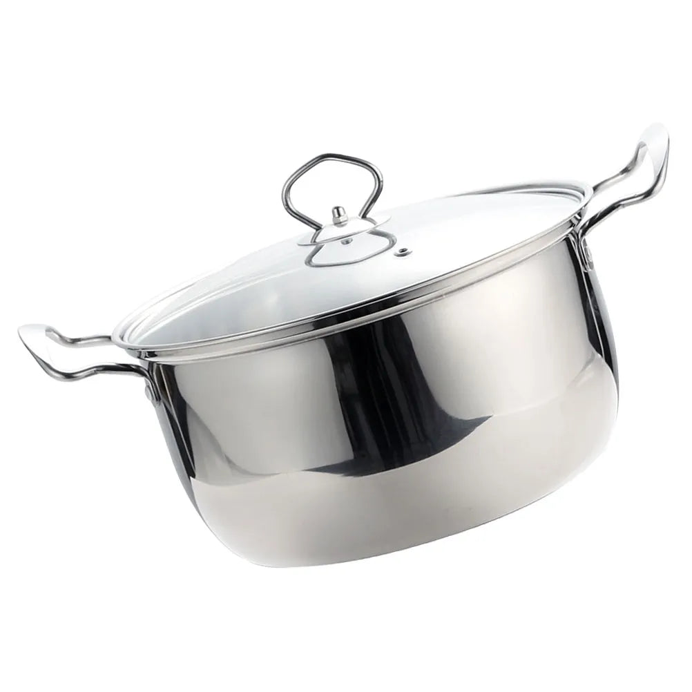 Stainless Steel Soup Pot Milk Pan Kitchen Supplies Stock Single Handle Saucepan Cooking Stockpot Lid