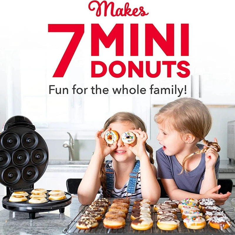 Electric Donut Maker Automatic Heating Egg Cake Bread Baking Machine 700W Kitchen Breakfast Makes 7 Donuts US Plug