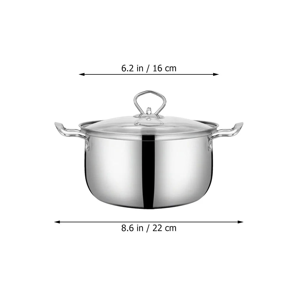 Stainless Steel Soup Pot Milk Pan Kitchen Supplies Stock Single Handle Saucepan Cooking Stockpot Lid