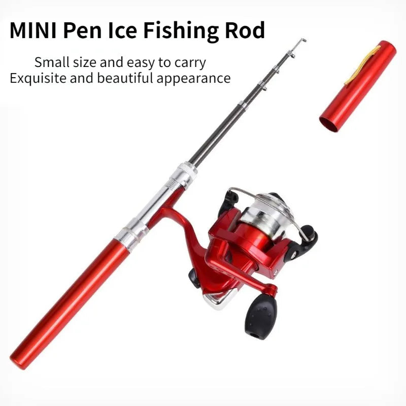 1/set Outdoor Portable Mini Pen Fishing Rod Telescopic Pocket Pen Fishing Rod Mini Fishing Pole Fishing Accessories