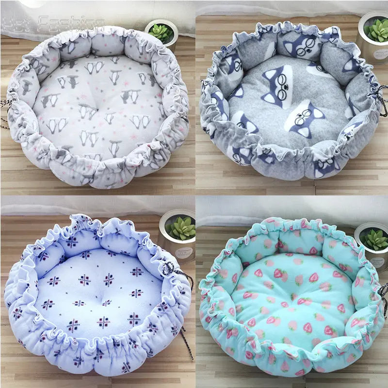 Round Cat Bed House Long Plush Pet Bed For Cats Cushion For Dogs Mat Warm Pet Accessories Home Washable Dog Sofa Soft Sleeping