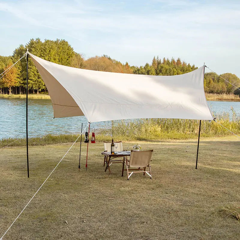 Luxury Outdoor Retractable Large Portable Folding Awning Cotton Canvas Sun Shelter Tent Camping Barbecue Sunshade Rainproof