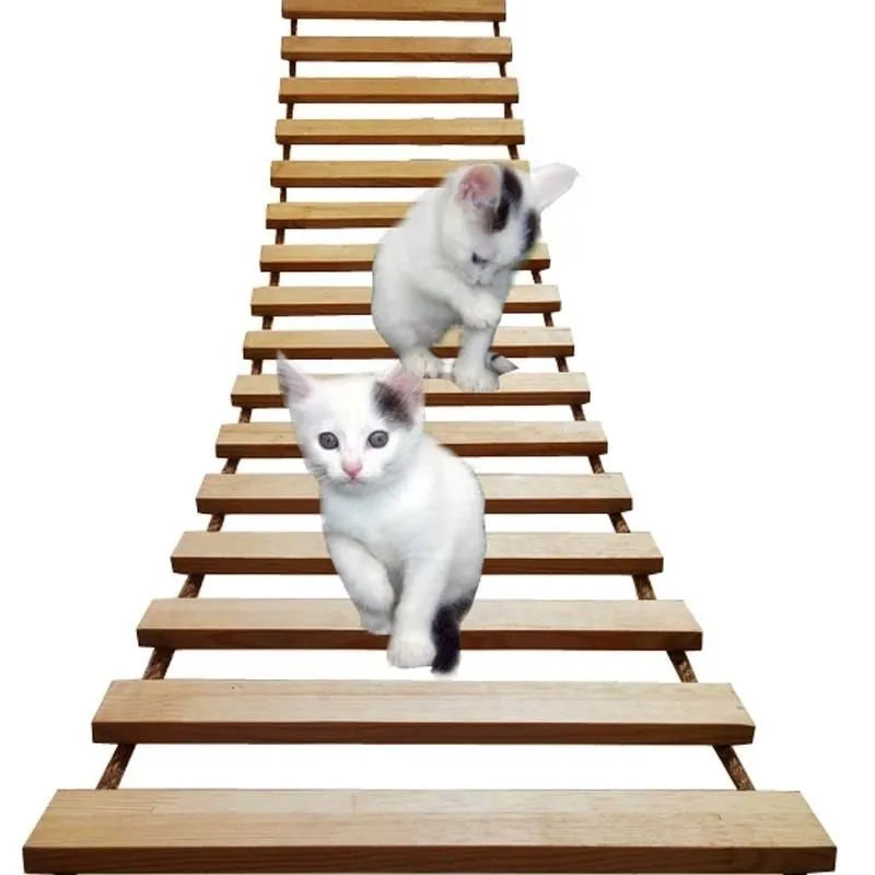 Toys Wall-mounted Activity Cat Wood Sisal Scratcher Climber Furniture Cat Bridge Rope Steps Kitten Ladder Kitten Post Wall