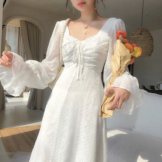 Vintage Fairy Dress Women Elegant Designer Chiffon Dress Long Sleeve French Party Midi Dress Casual Women's Clothing Autumn 2022