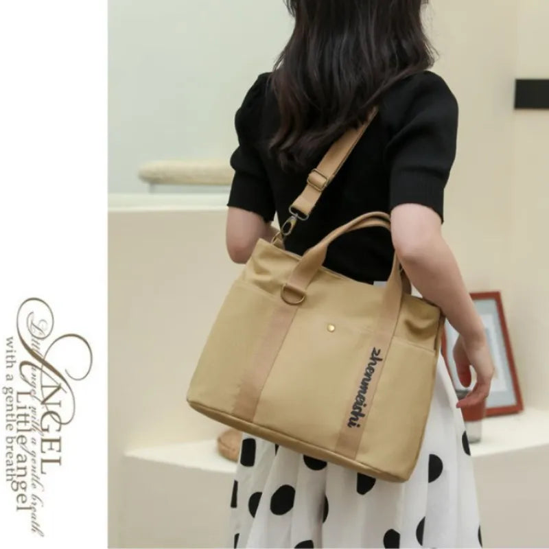 Tote Bag Women Padded Canvas Bag Student Handbag Multi-pocket Satchels Shoulder Bag Women