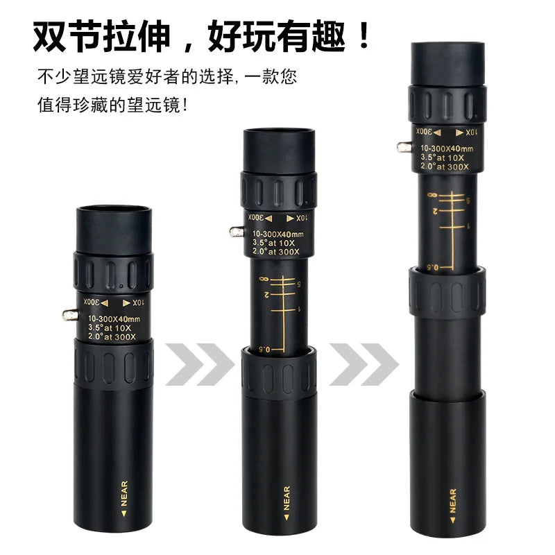 10-300X Zoom HD Portable Strong Binoculars Long Range Professional Spyglass Monocular Telescope Low Night Vision for Hunting