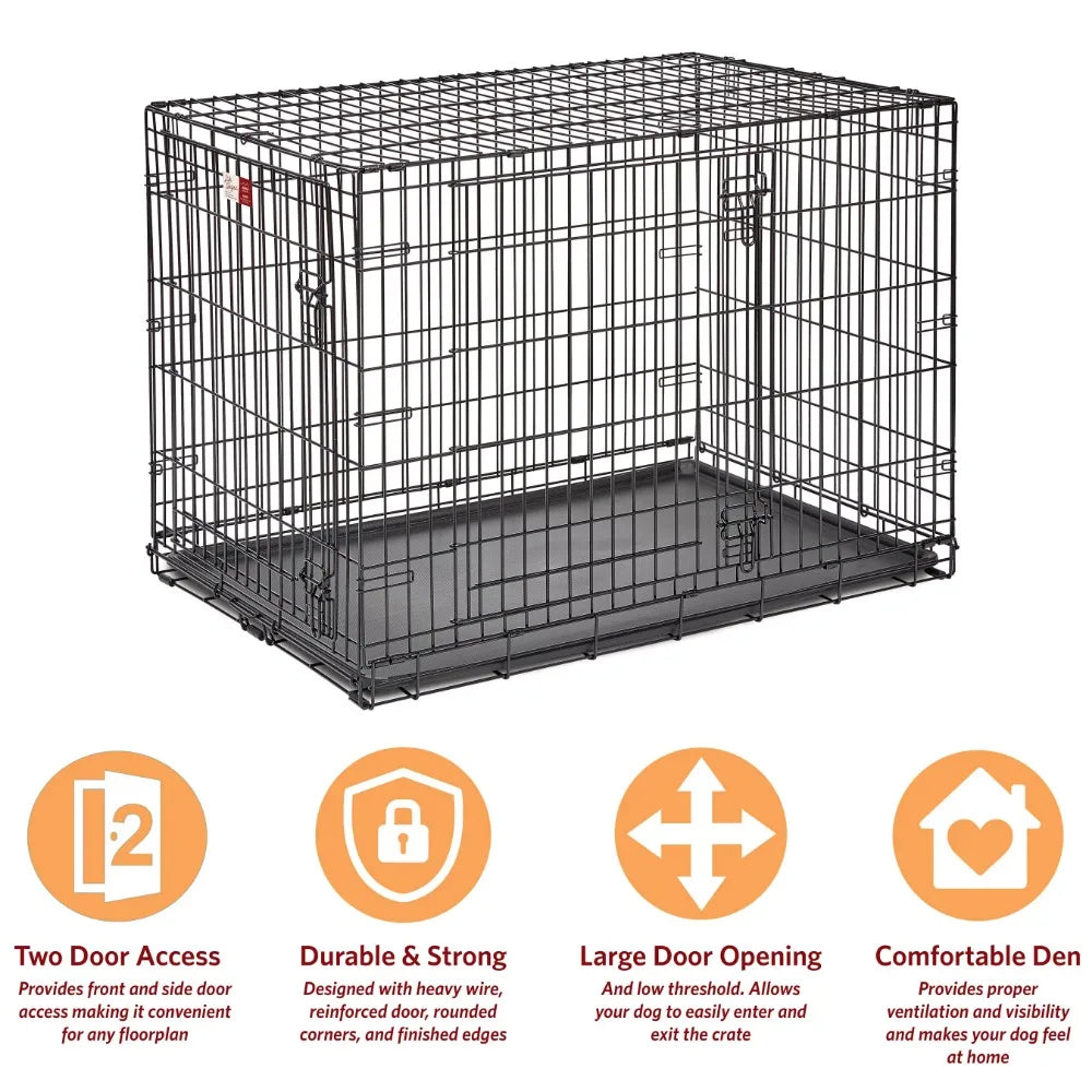 42IN Homes For Pets Double Door Folding Metal Dog Crate