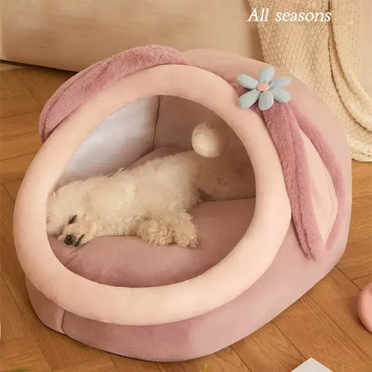 Dog House Kennel Soft Cat Bed Tent Indoor Enclosed Warm Plush Sleeping Nest Basket with Removable Cushion Travel Pet Accessory