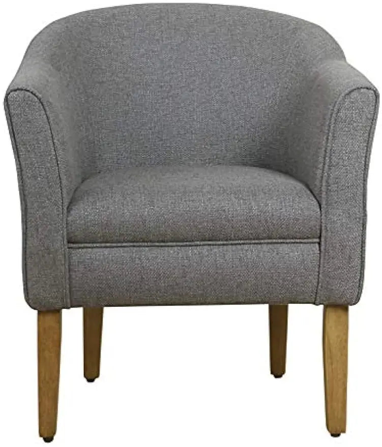 Barrel Shaped Accent Chair, Gray and Brown