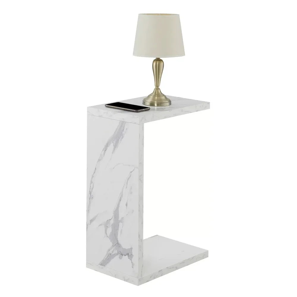 Northfield Admiral C End Table, White Faux Marble