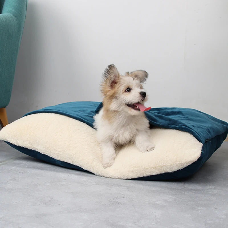 Pet Bed Dogs Kennel Winter Warm Removable Washable Bite-resistant Puppy Sofa Cushion Plush Cat Mat for Large Pet Sleeping Bag