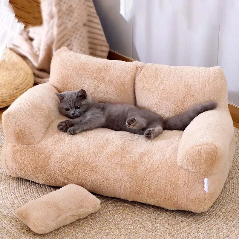 YOKEE Luxury Cat Bed Super Soft Warm Sofa for Small Dogs Detachable Washable Non-slip Kitten Puppy Sleeping House Pet Supplies