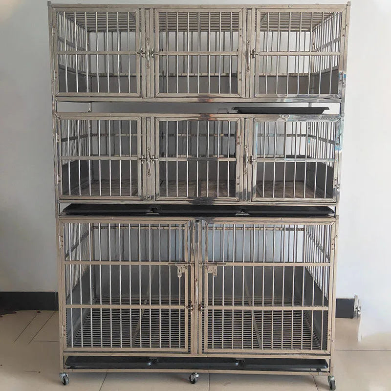 Three Layer Stainless Steel Dog Cage Wholesale Dog Kennels Cages Stackable Dog Cage