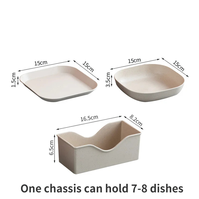 1/4Pcs/Set Dessert Plate Pure Natural Wheat Square Snack Straw Bowl Sauce Seasoning Dish Degradable ECO-friendly Tableware