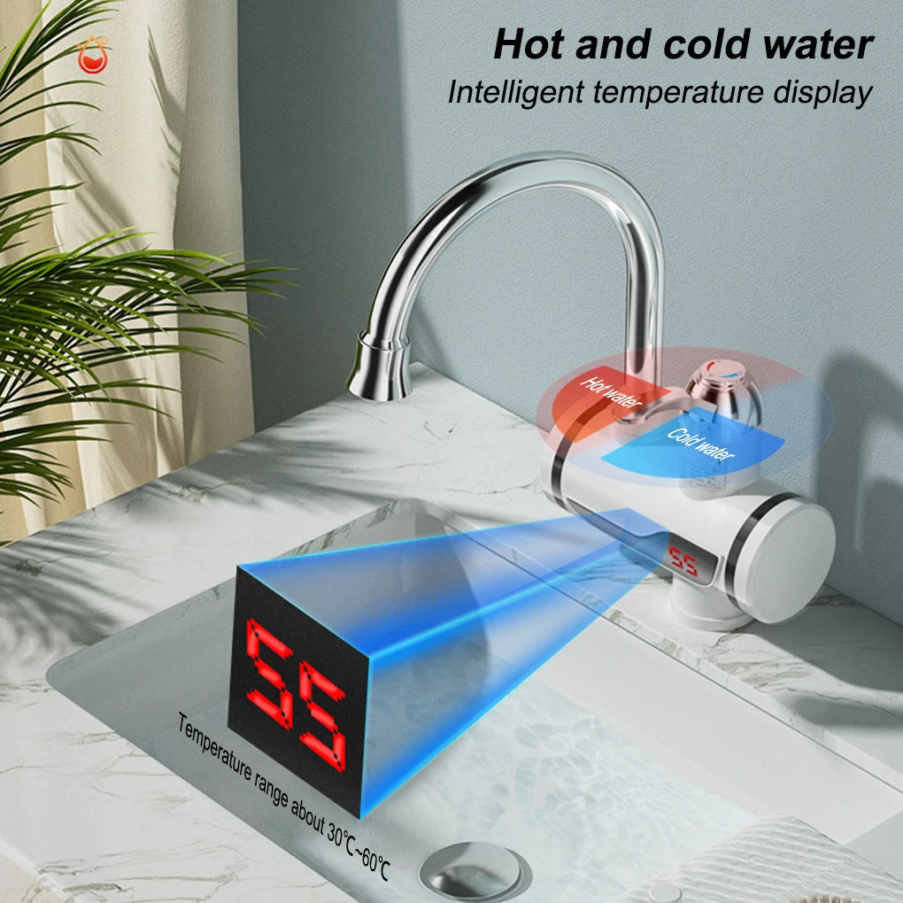 Water Heater Shower 220V Kitchen Faucet EU Plug Tankless Water Heater 3000W Digital Display For Country House Cottage