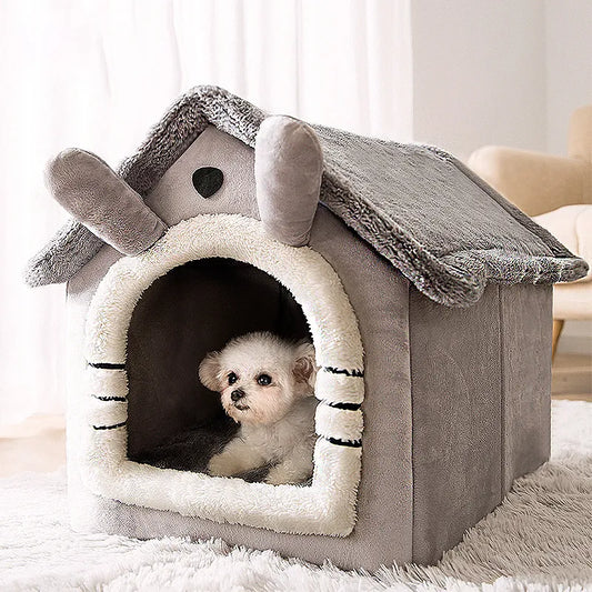 Soft Cat Bed Deep Sleep House Dog Cat Winter House Removable Cushion Enclosed Pet Tent For Kittens Puppy Cama Gato Supplies