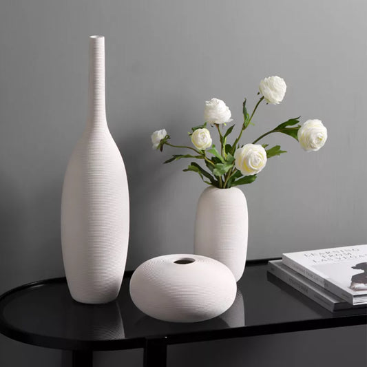 White Art Ceramic Flower Vase decoration home decor accessories for living room Nordic Classic Dining Room Porcelain tall Vases