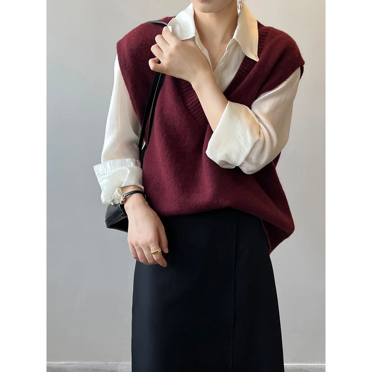 Basic Casual Autumn Sweater Vest Women Sleeveless Loose V-Neck Sleeveless Sweater Female Jumpers Pullover Women's Clothing