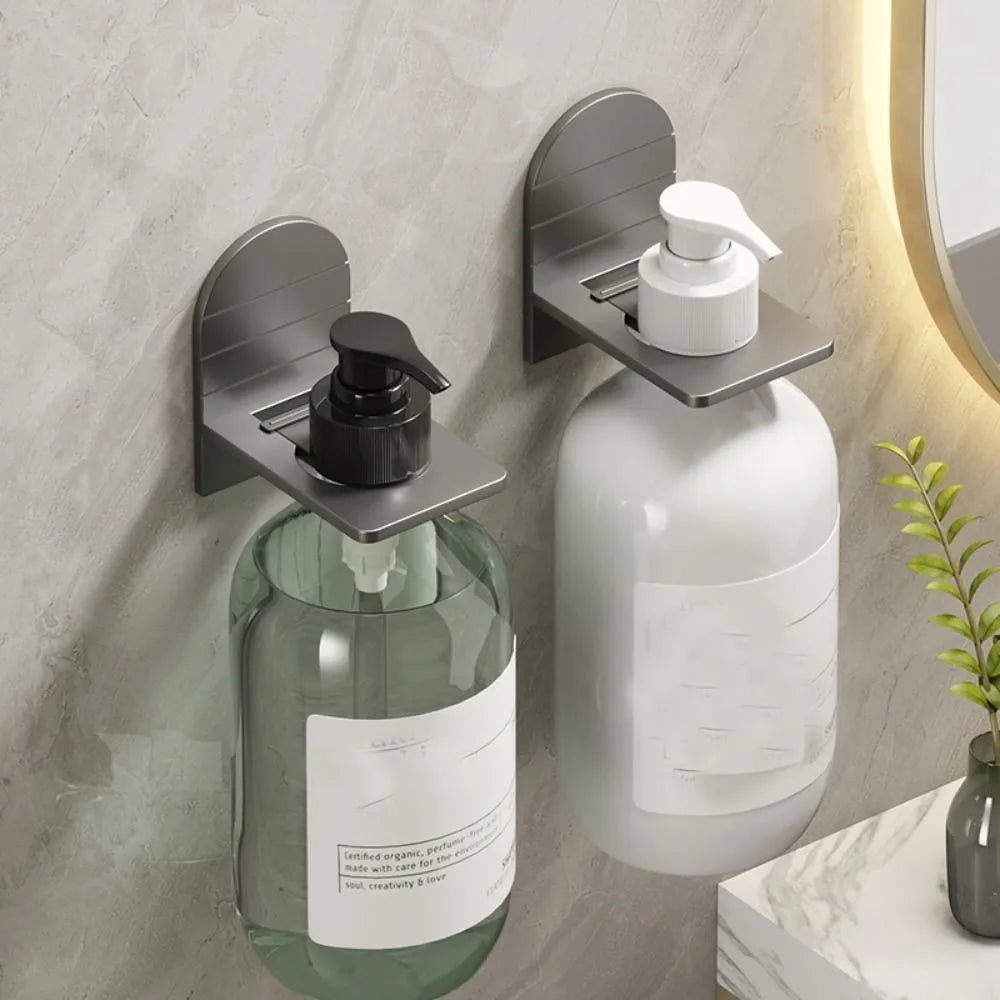 Metal Self-Adhesive Shampoo Bottle Shelf Free of Punch Shower Gel  Liquid Bottle Holder Bathroom Shelf Organizer Hook Shelves