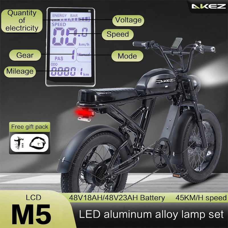 Electric Bicycle 20 Inch 750W/1500W 18/23AH 45Km/h Vintage Off-road Electric BIKE Maximum Load 150kg  E-BIKE