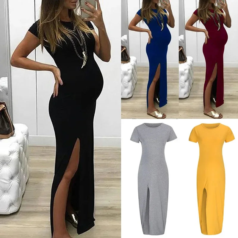 Maternity Dress Sexy Short-sleeved Maternity Dress Side Slit Dress Maternity Dress Photography Props, Plus Size Women's Clothing