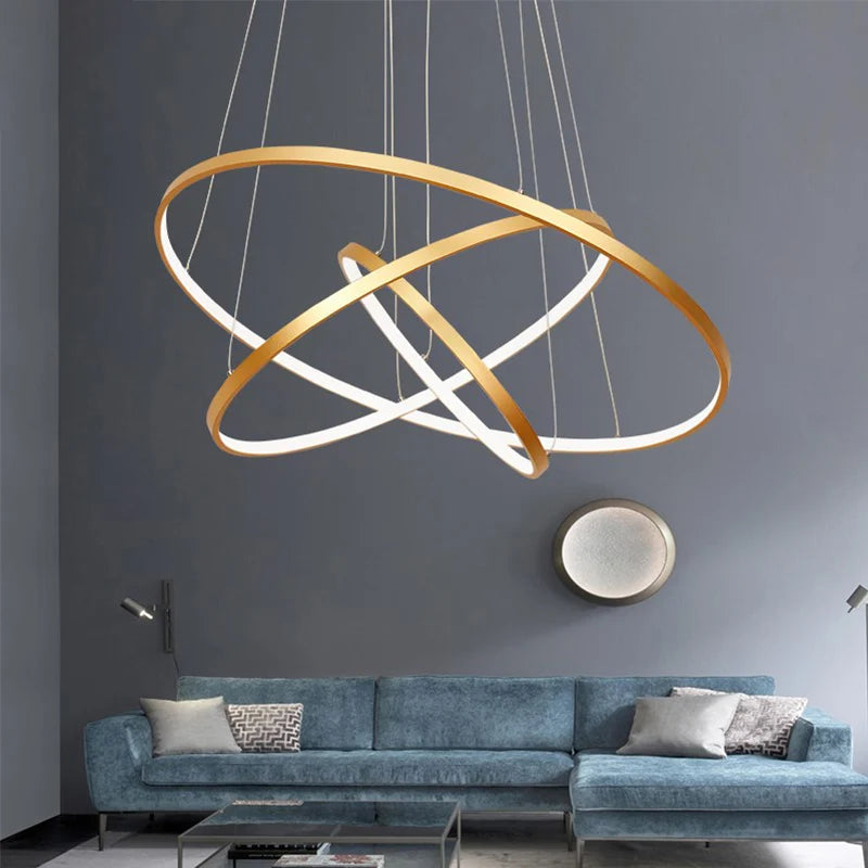 Modern Led Chandelier 40/60/80cm Rings Chandelier Lighting Lustre Ring Lights living room decoration bedroom light fixtures