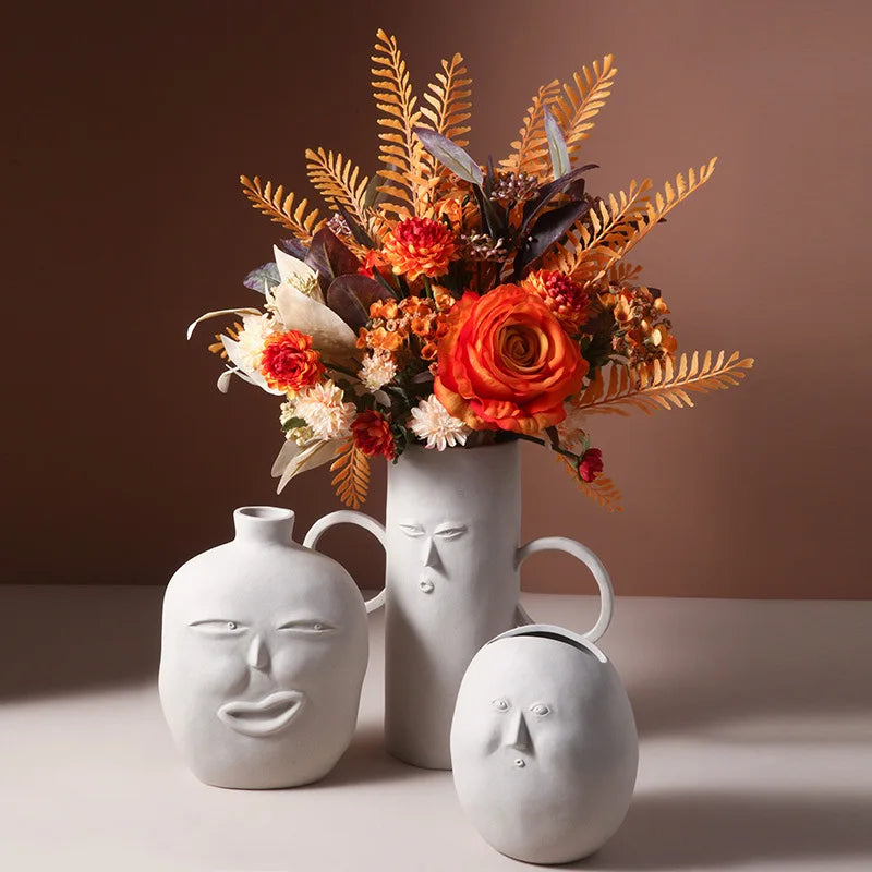 Ceramic Vases Abstract Human Head Art Face Nordic Decor Flower Pots Modern Living Room Flower Arrangement Ornaments Crafts