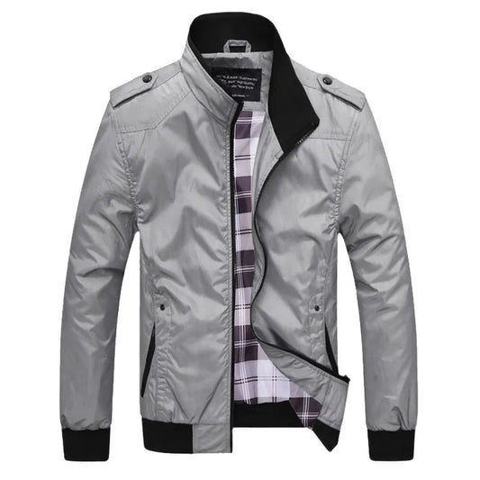 2023 Spring Autumn Men's Bomber Jackets Solid Coats Male Casual Stand Collar Jacket Coat Outerdoor Overcoat Men Clothing M-4Xl